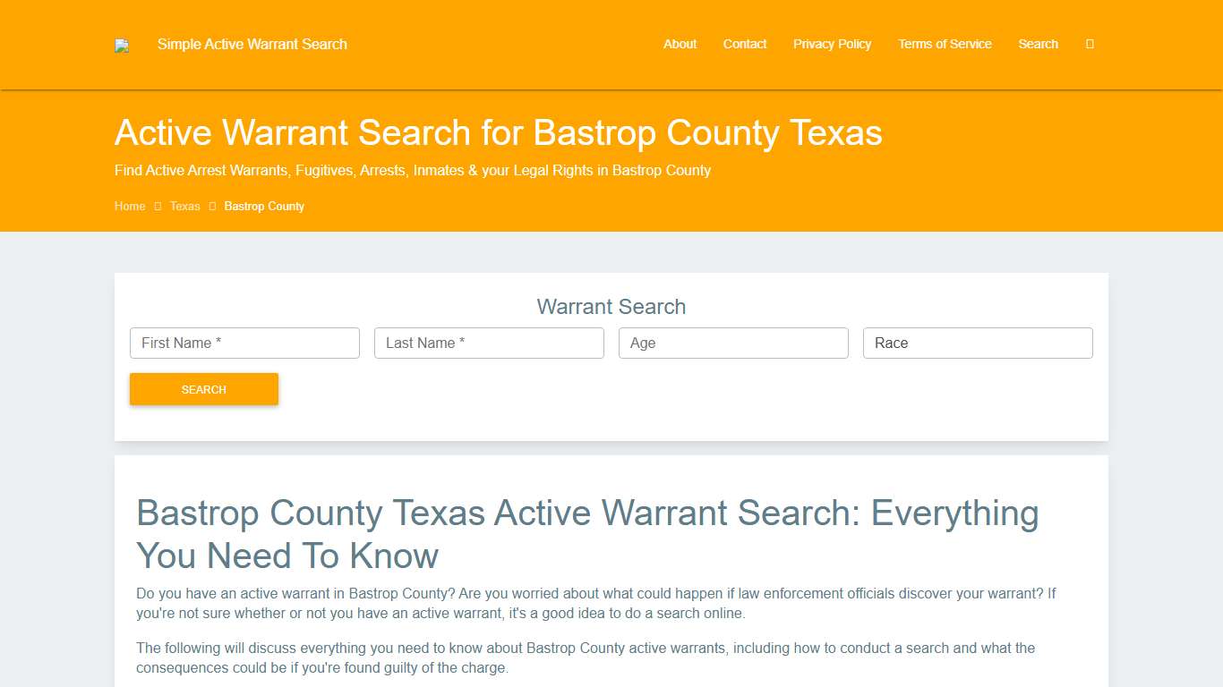 Active Warrant Search in Bastrop County Texas - Outstanding Warrants
